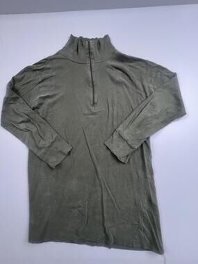 POWERHOUSE Shirt Mens EU 42 Green Quarter Zip Mock Neck Long Sleeve Cotton